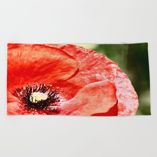 RED POPPY Beach Towel