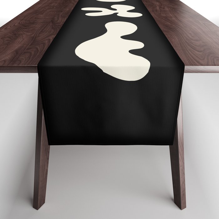 Mid Century Modern Organic Abstraction 235 Black and Ivory White Table Runner