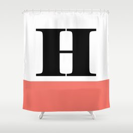 Monogram Letter H-Pantone-Peach Echo Shower Curtain