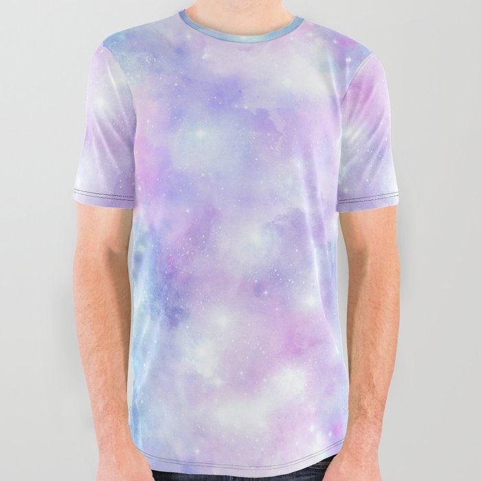 Pink Blue Nebula Painting All Over Graphic Tee