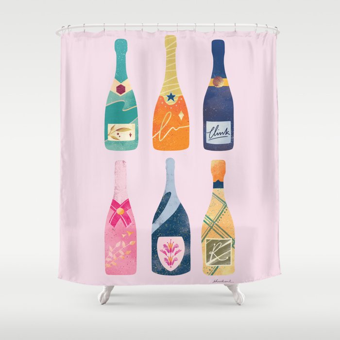 Champagne Bottles - Pink Ver. Shower Curtain