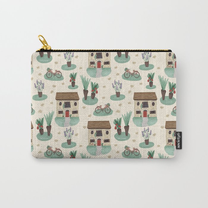 Cute Italian Houses and Floral Bicycles   Carry-All Pouch