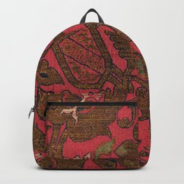 Antique Spanish Red Floral Silk and Satin Weave Backpack