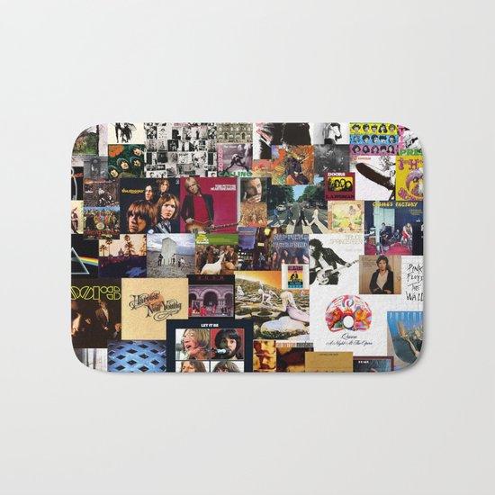 Classic Rock And Roll Albums Collage Bath Mat