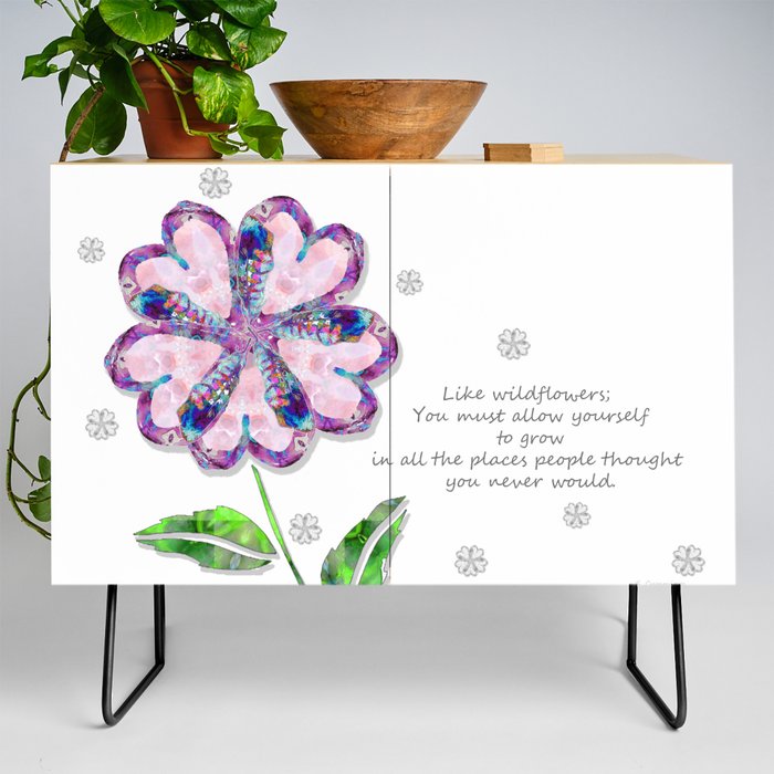 Inspirational Floral Art - Like A Wildflower by Sharon Cummings Credenza