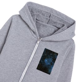 Blue Glitter Star Galaxy Kids Zip Hoodie