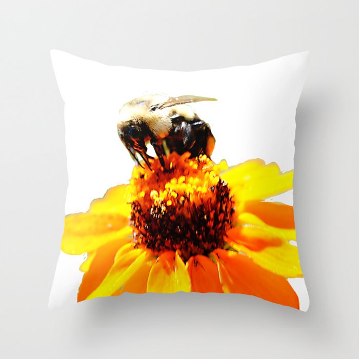 Bee On a Flower Throw Pillow