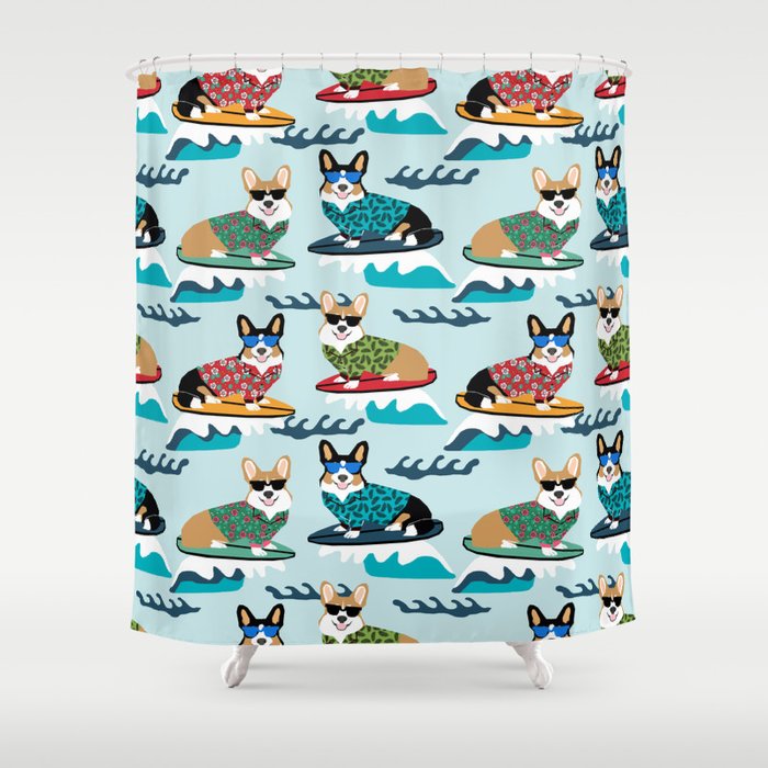 Corgi Sup Paddleboarding Surfing Watersports Athlete Summer Fun Dog Breed Shower Curtain Corgi Sup Paddleboarding Surfing Watersports Athlete Summer Fun Dog Breed Shower Curtain
