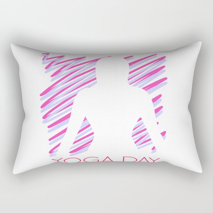 International yoga day scribbled art yoga pose in pink	 Rectangular Pillow
