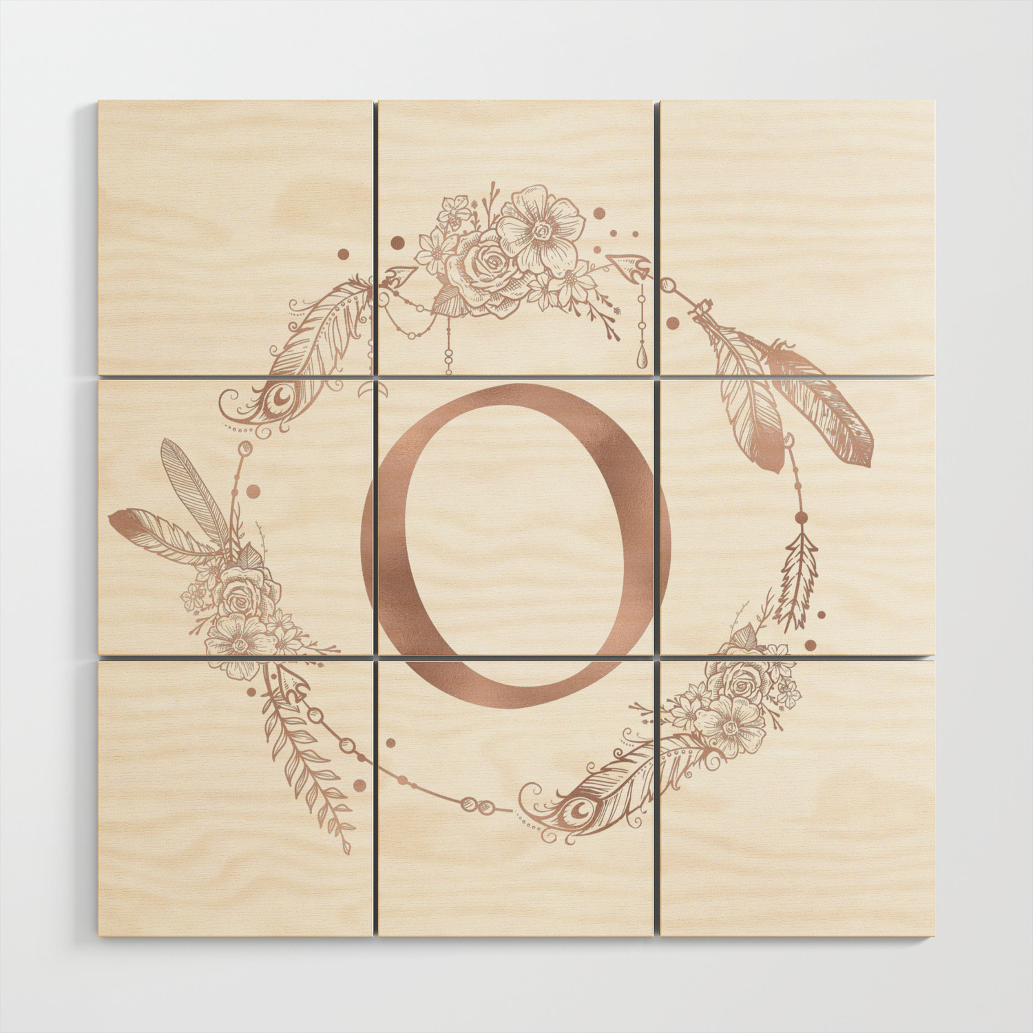 Letter O Rose Gold Pink Initial Monogram Wood Wall Art By Naturemagick Society6