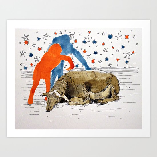 Blue & Orange Dream Art Print