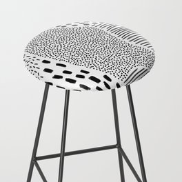 Abstract black and white pencil doodle pattern Bar Stool