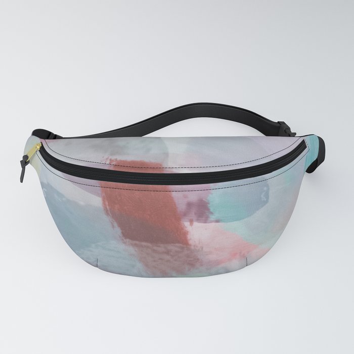brush painting texture abstract background in red pink purple green Fanny Pack