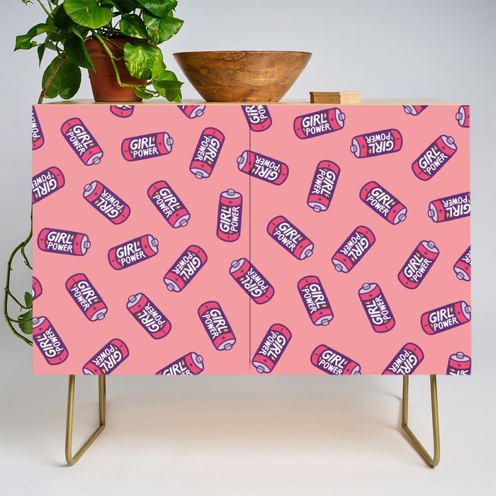 Girl Power Pattern in Pink Credenza