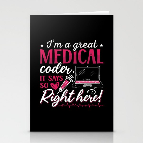 I'm A Great Medical Coder ICD Coding Programmer Stationery Cards