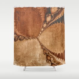 Southwestern Sunset 3 grungy copper, brown, turquoise Shower Curtain