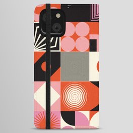 Scandinavian inspired artwork pattern made with simple geometrical forms and cutout colorful shapes. Abstract composition iPhone Wallet Case