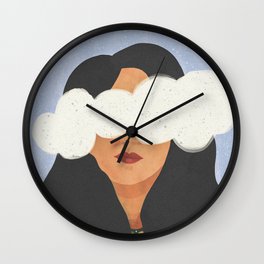 Silence Wall Clock | Green, Poetry, Art, Melancholy, Portrait, Digital, Acrylic, Painting, Curated, Woman 