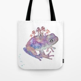 whimsical frog and mushroom watercolor Tote Bag