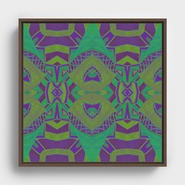 Green and purple mandala Framed Canvas
