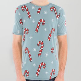 Candy Cane Pattern (light blue) All Over Graphic Tee