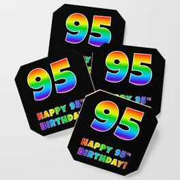 [ Thumbnail: HAPPY 95TH BIRTHDAY - Multicolored Rainbow Spectrum Gradient Coaster ]