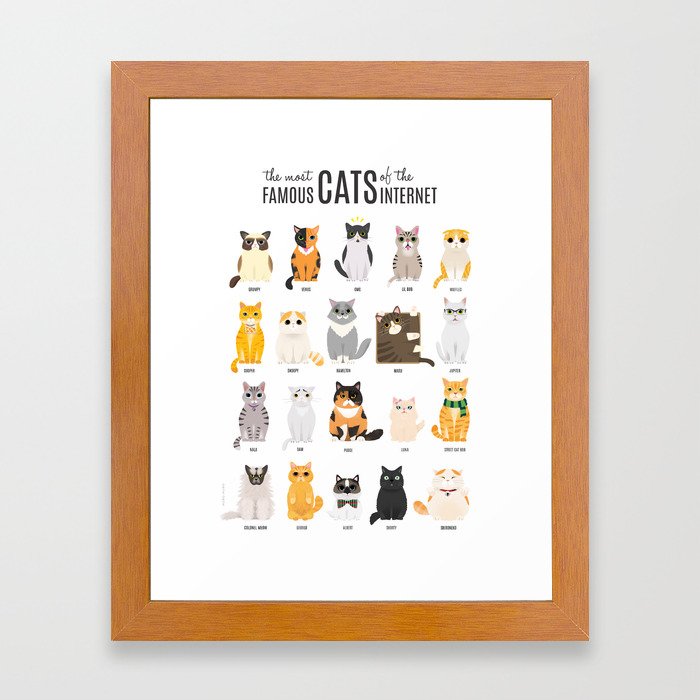 The Most Famous Cats Of The Internet Framed Art Print By Nuronuro