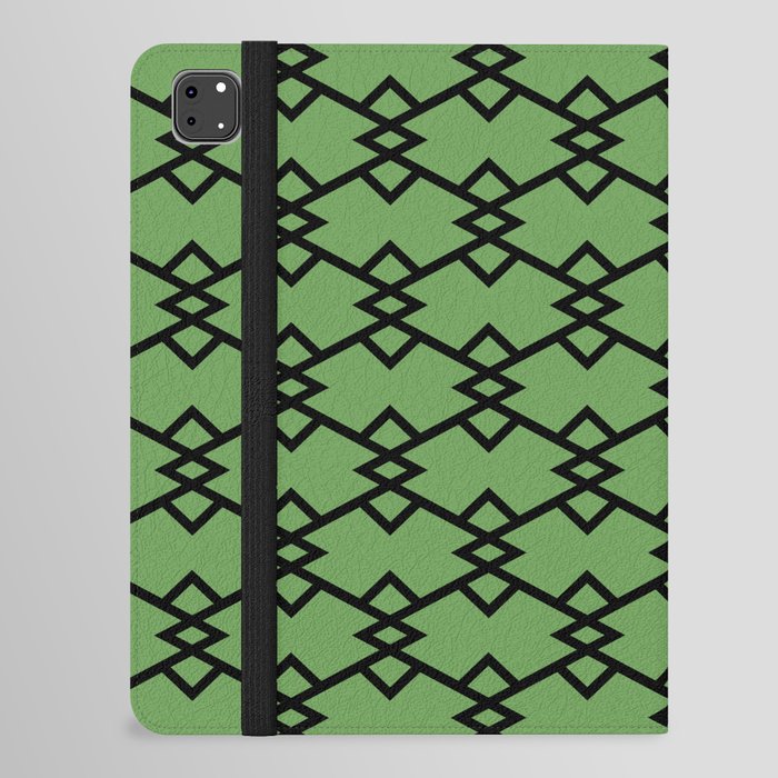 Black and Green Tessellation Line Pattern 22 Pairs Coloro 2022 Popular Color Seaweed Green 062-55-25 iPad Folio Case