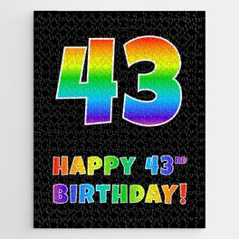 [ Thumbnail: HAPPY 43RD BIRTHDAY - Multicolored Rainbow Spectrum Gradient Jigsaw Puzzle ]
