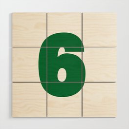 6 (Olive & White Number) Wood Wall Art