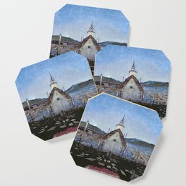 All Night Forever, Town and Cemetery by moonlight landscape by Harald Sohlberg Coaster