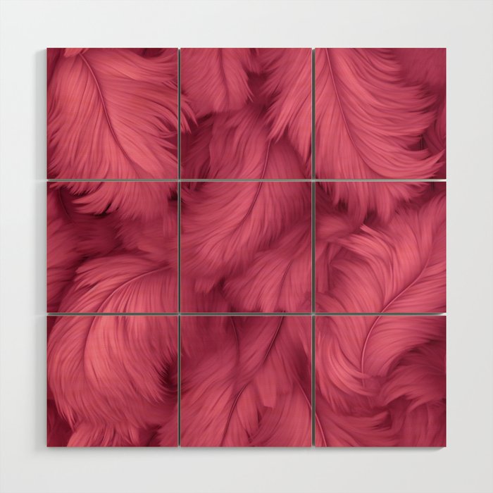 Feather Pink  Wood Wall Art