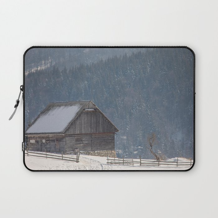 Winter landscape with an old house in a village Laptop Sleeve