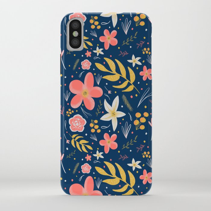 Coral floral iPhone Case