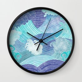 Blue ocean waves Wall Clock
