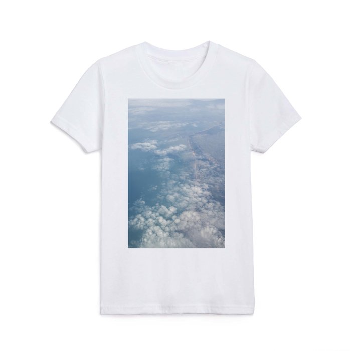 Aerial of the french atlantic coast art print - airplane view of the blue sea - nature and travelphotography Kids T Shirt