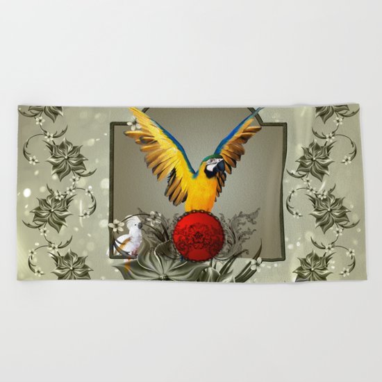 Wonderful parrots Beach Towel