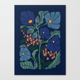 Klimt flower dark blue Canvas Print