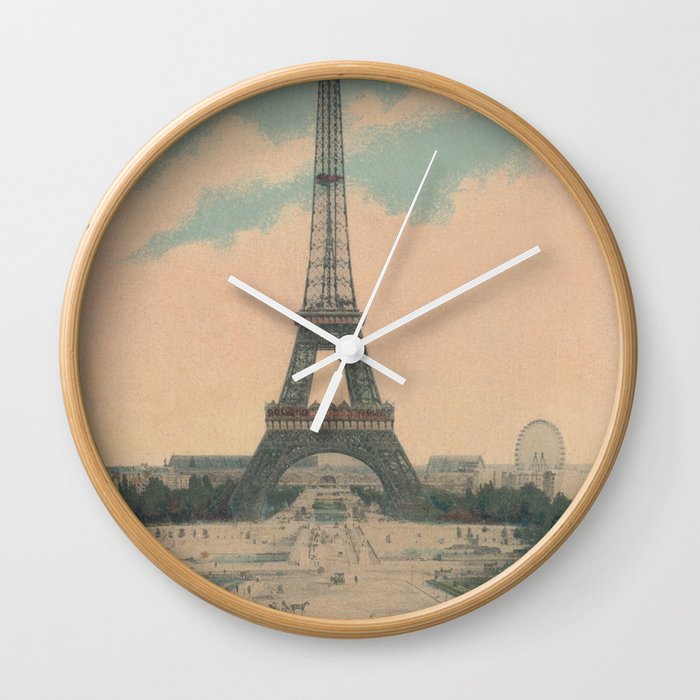 Vintage Eiffel Tower Paris France Wall Clock