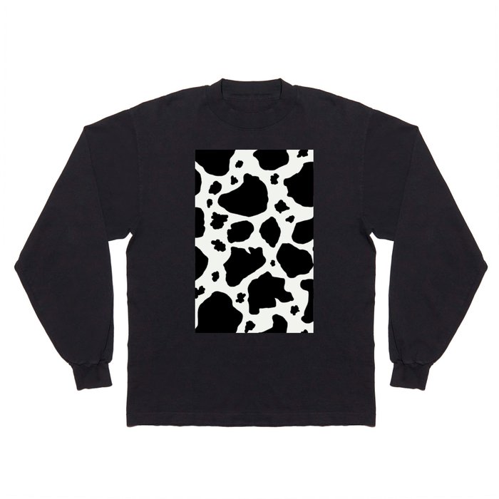 black and white animal print cow spots Long Sleeve T Shirt