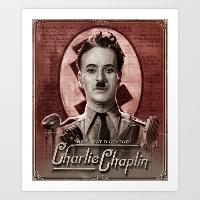 the great dictator charlie chaplin art print by andrekoeks