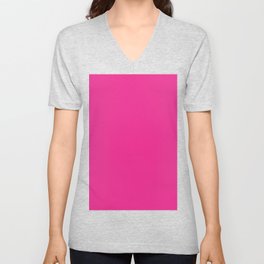 Solid Fushia Pink Color V Neck T Shirt