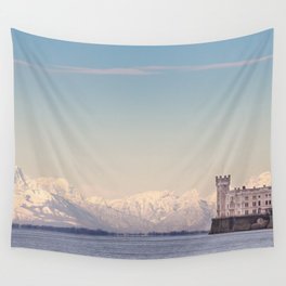 Miramar Castle with Italian Alps in background. Trieste Italy Wall Tapestry