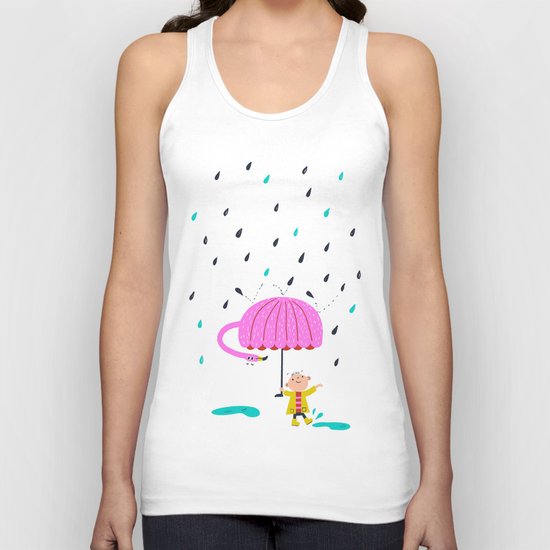 one of the many uses of a flamingo - umbrella Unisex Tank Top