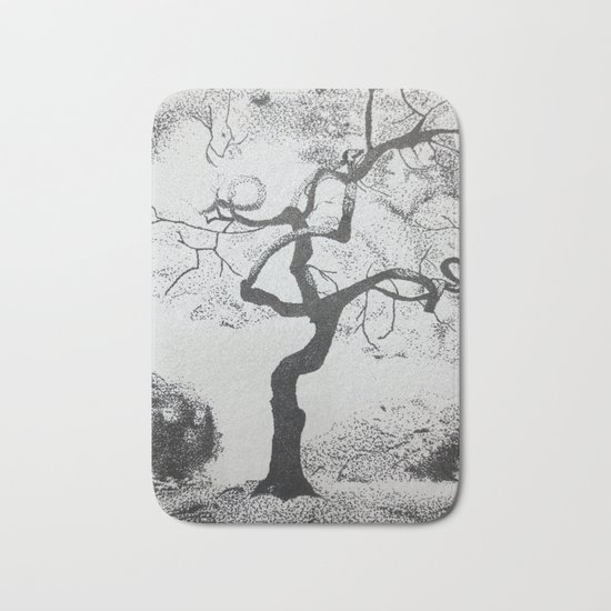 Pen and Ink Tree Bath Mat