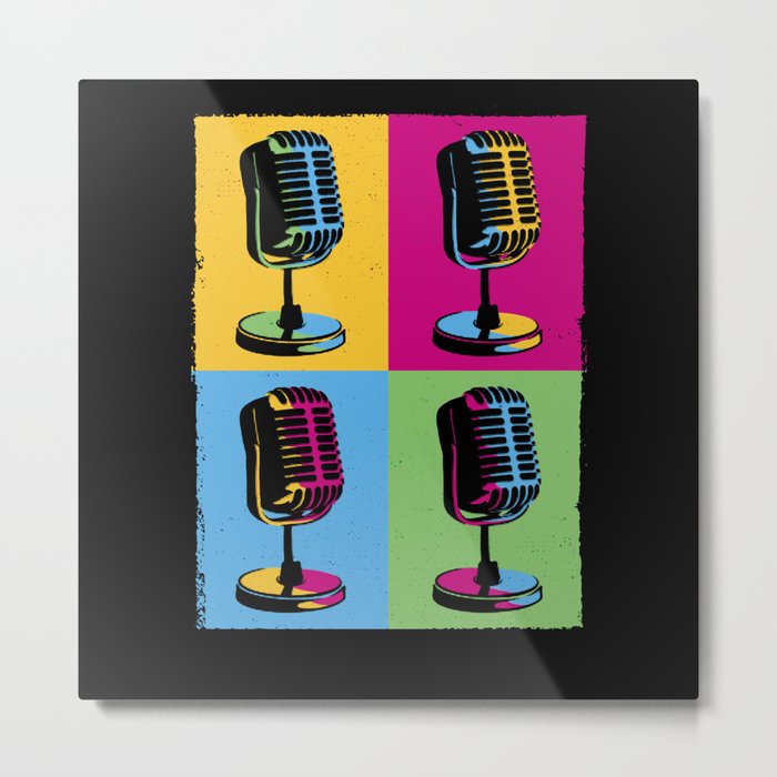 Popart Microphone Music Lover Metal Print