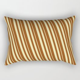 [ Thumbnail: Pale Goldenrod & Brown Colored Striped/Lined Pattern Rectangular Pillow ]