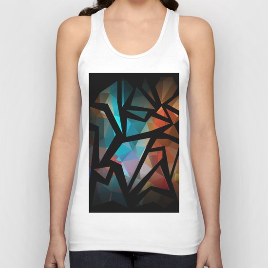 Abstract background of triangles polygon print. Bright dark design colors Unisex Tank Top