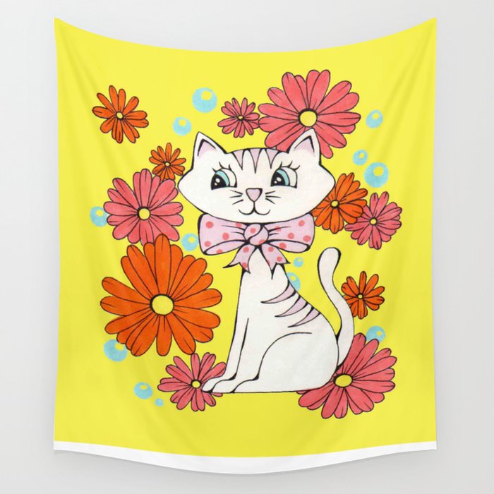 Vintage Kitty Wall Tapestry