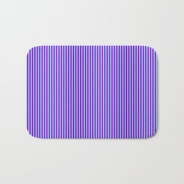 [ Thumbnail: Dark Violet & Sky Blue Colored Pattern of Stripes Bath Mat ]